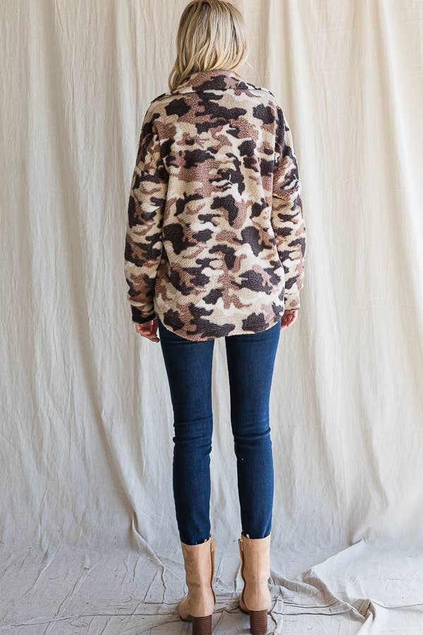 Camo Print Button Down Shacket