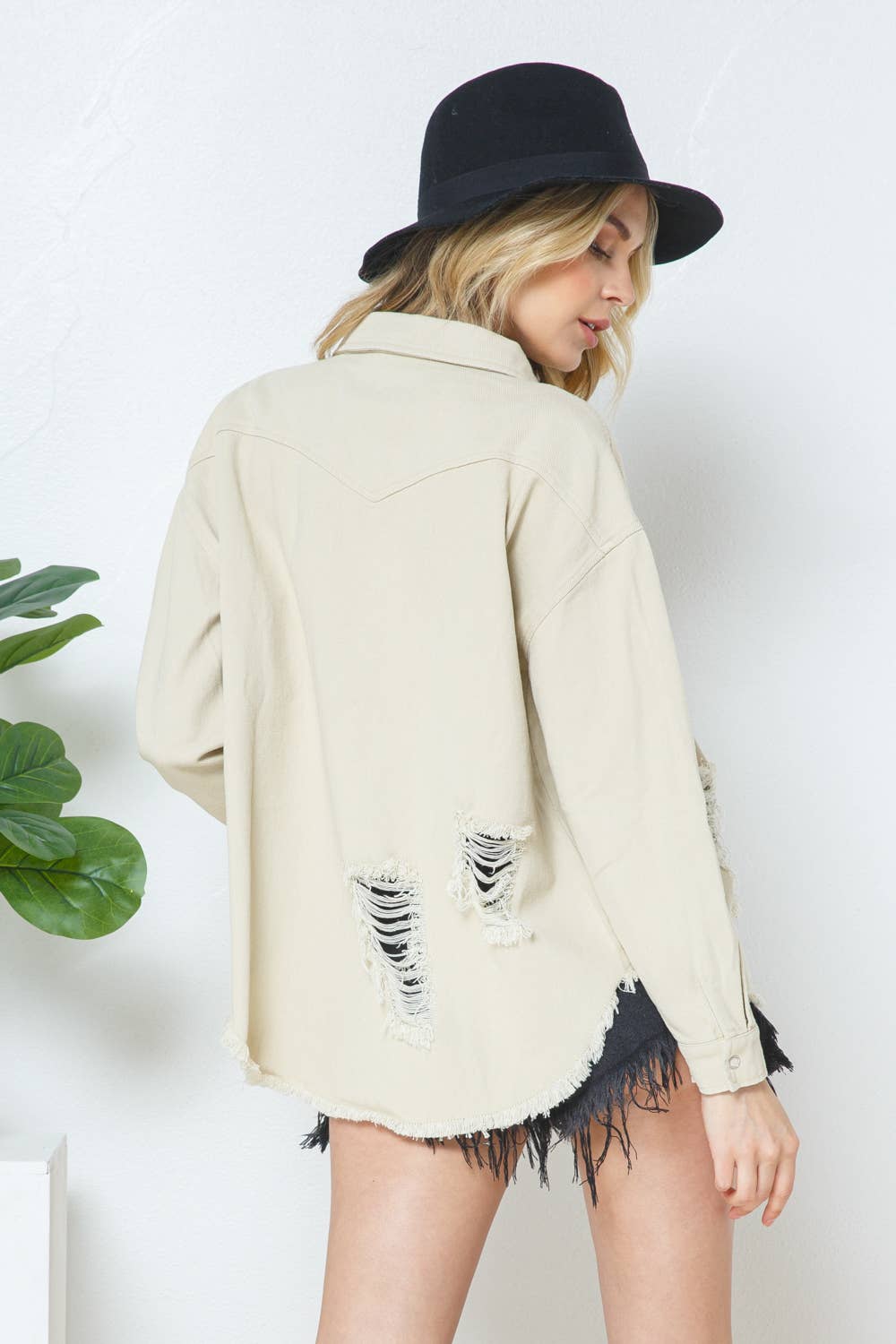 Butter Cream Distressed Jacket