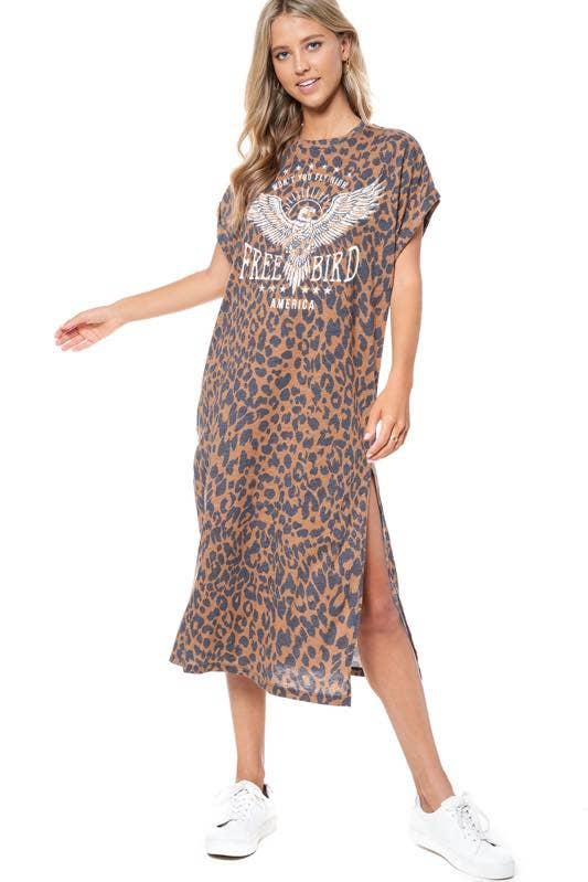 Free Bird America Graphic Leopard Maxi Dress