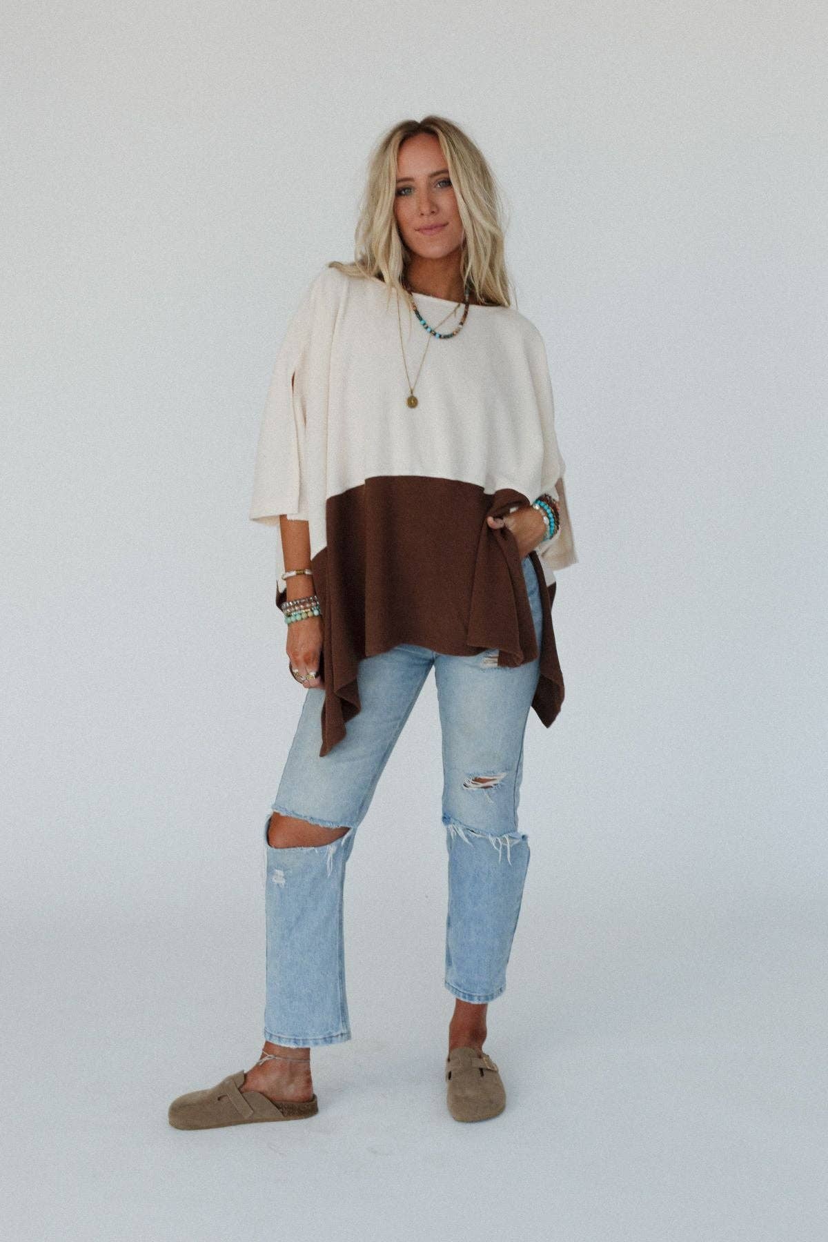 Lucky Shadow Top - Cream Brown