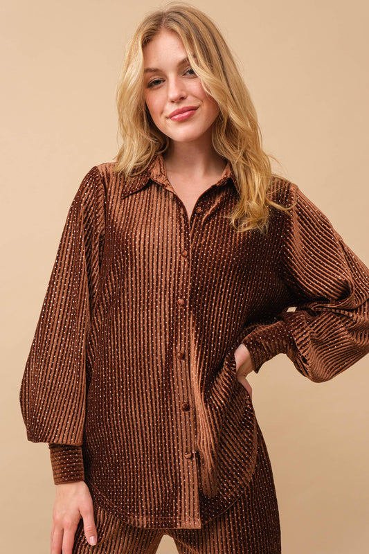 Sparkle Button Down Blouse