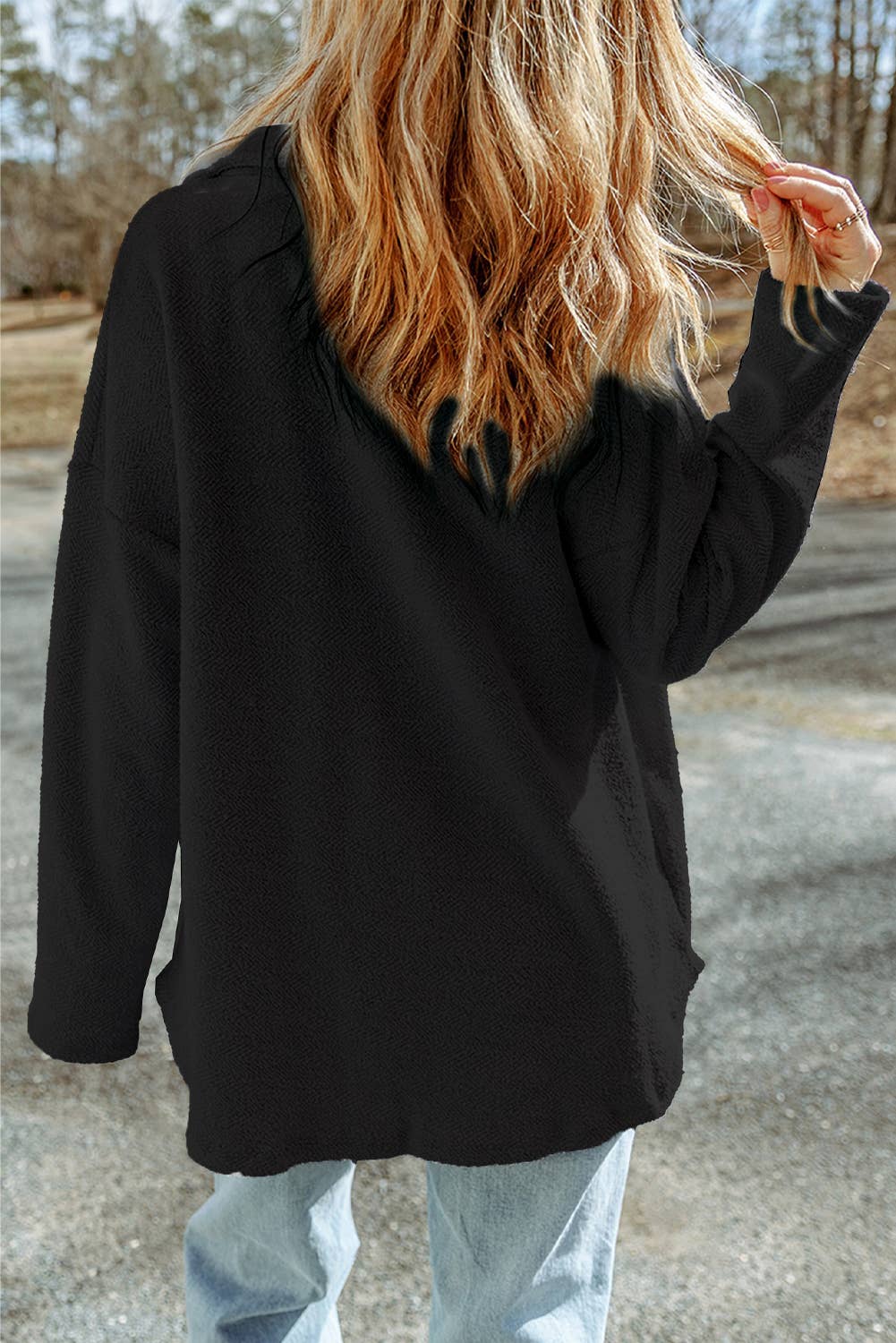 Sequined Football Buttoned Shacket