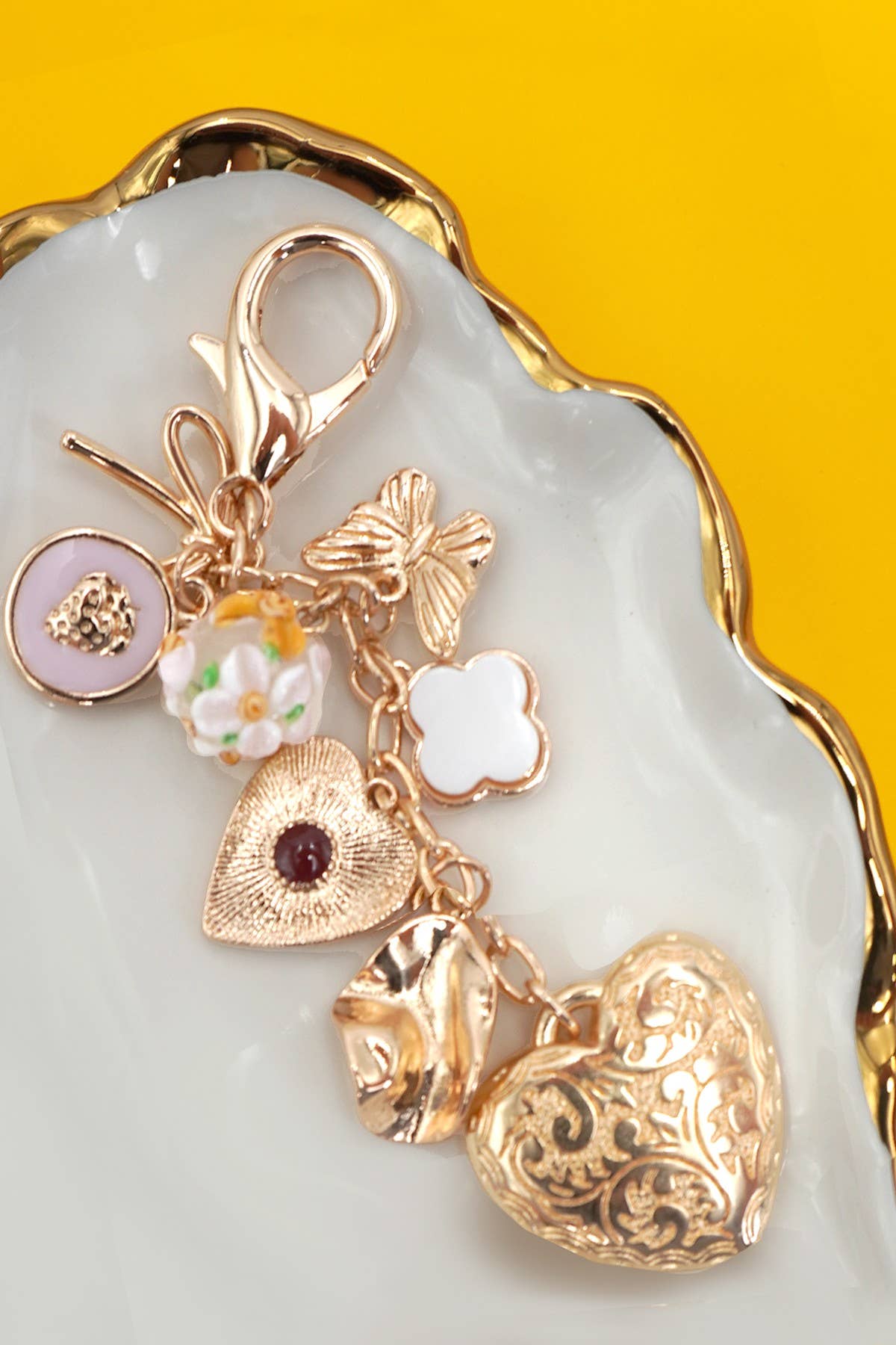 BAG KEY CHARM-HEART BOW BUTTERFLY CLOVER