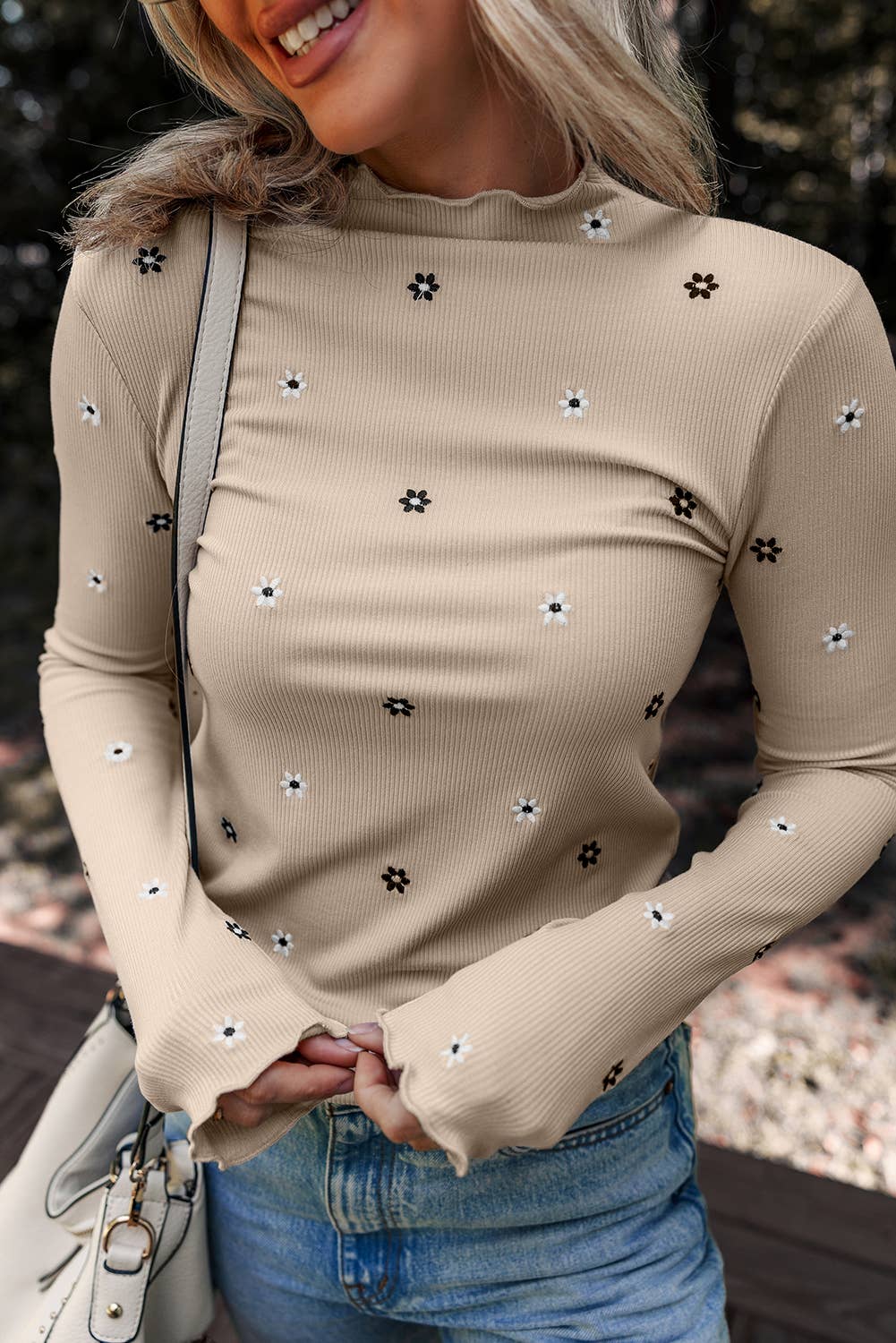 Floral Ribbed Long Sleeve