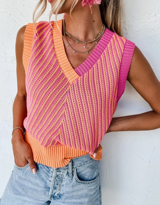 Pink & Orange Sweater Tank