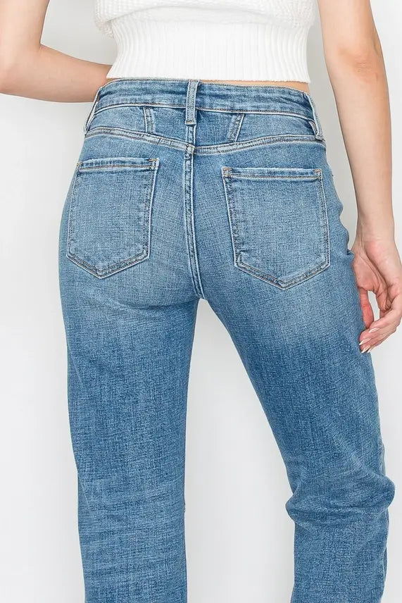WESTERN DETAILING HIGH RISE STRAIGHT LEG JEANS