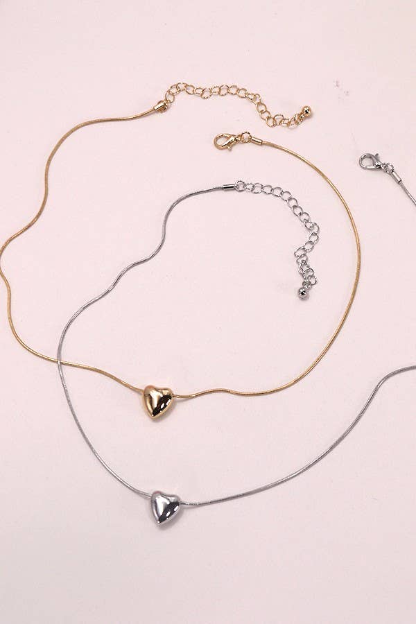 HEART PENDANT SNAKE CHAIN NECKLACE
