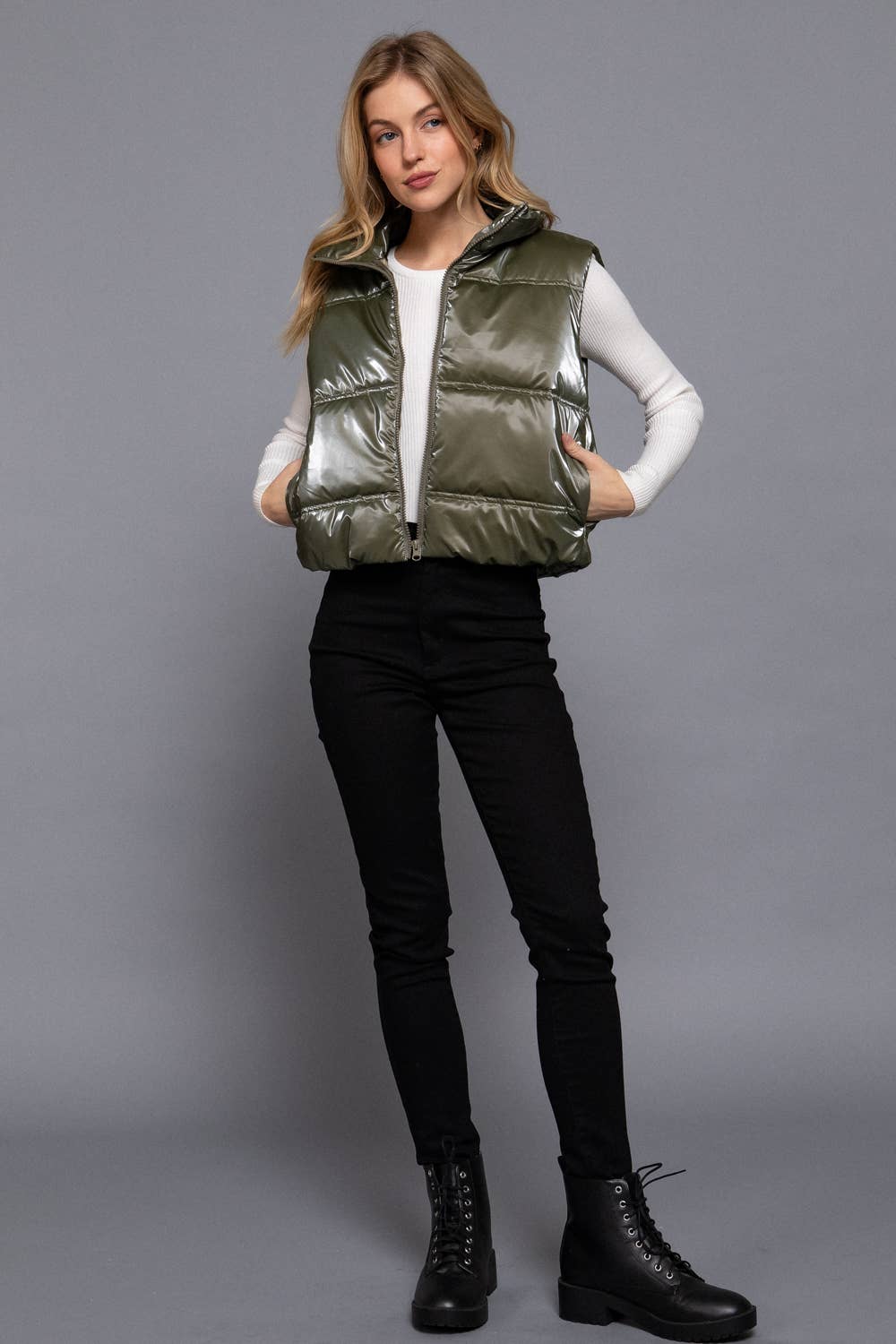 High Neck Zip Up Vest