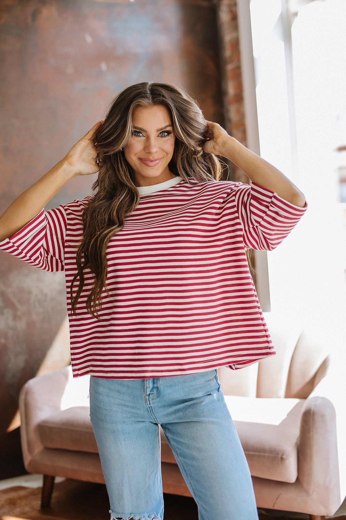 Wrenlee Striped Tie Back Top