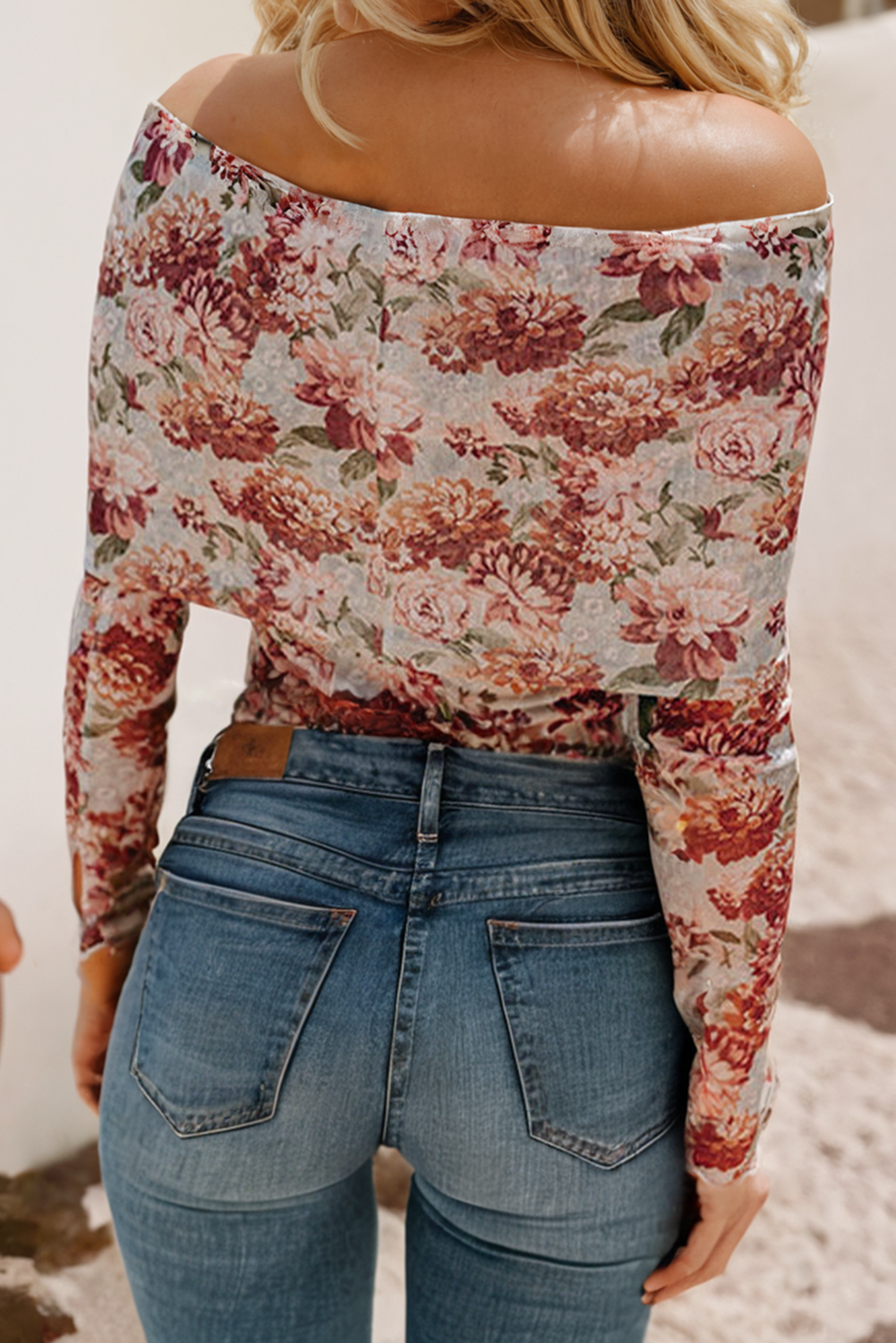 Floral Printed Long Sleeve Sheath Bodysuit
