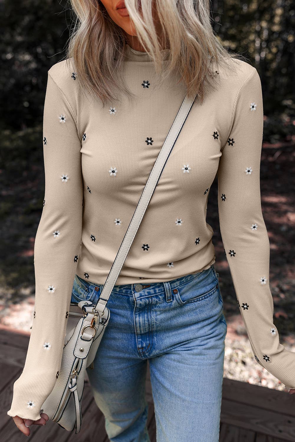 Floral Ribbed Long Sleeve