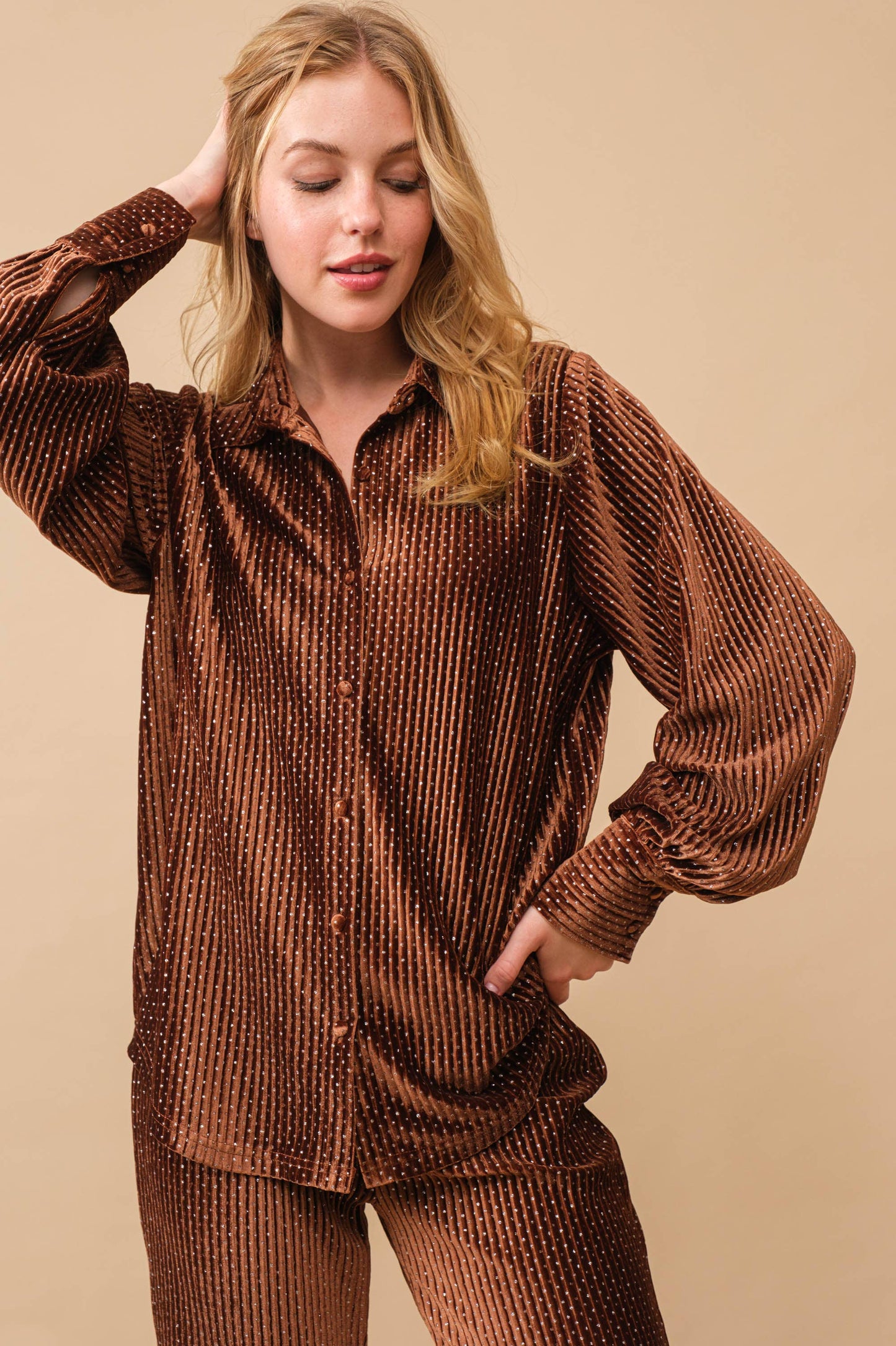 Sparkle Button Down Blouse