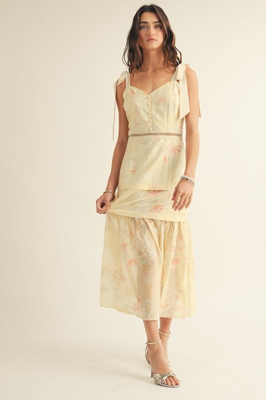 Yellow Floral Midi Dress