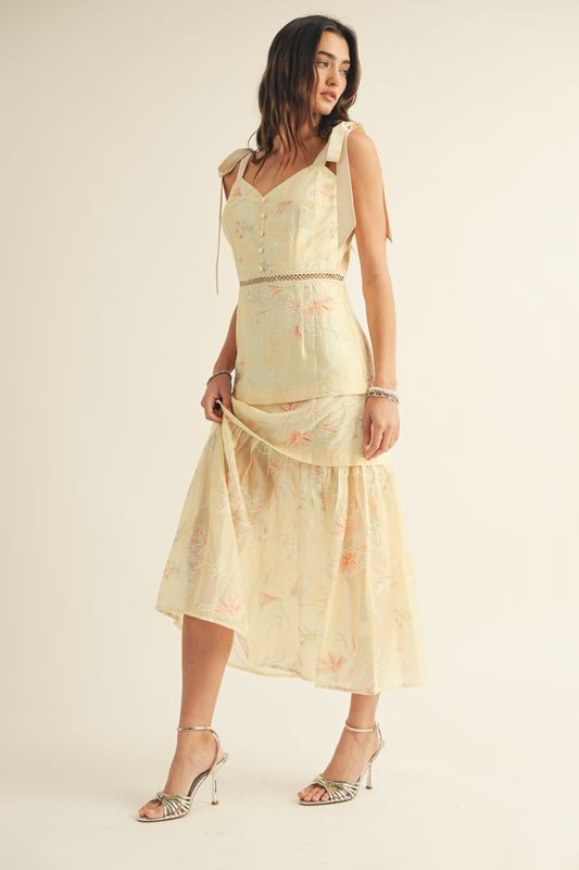 Yellow Floral Midi Dress