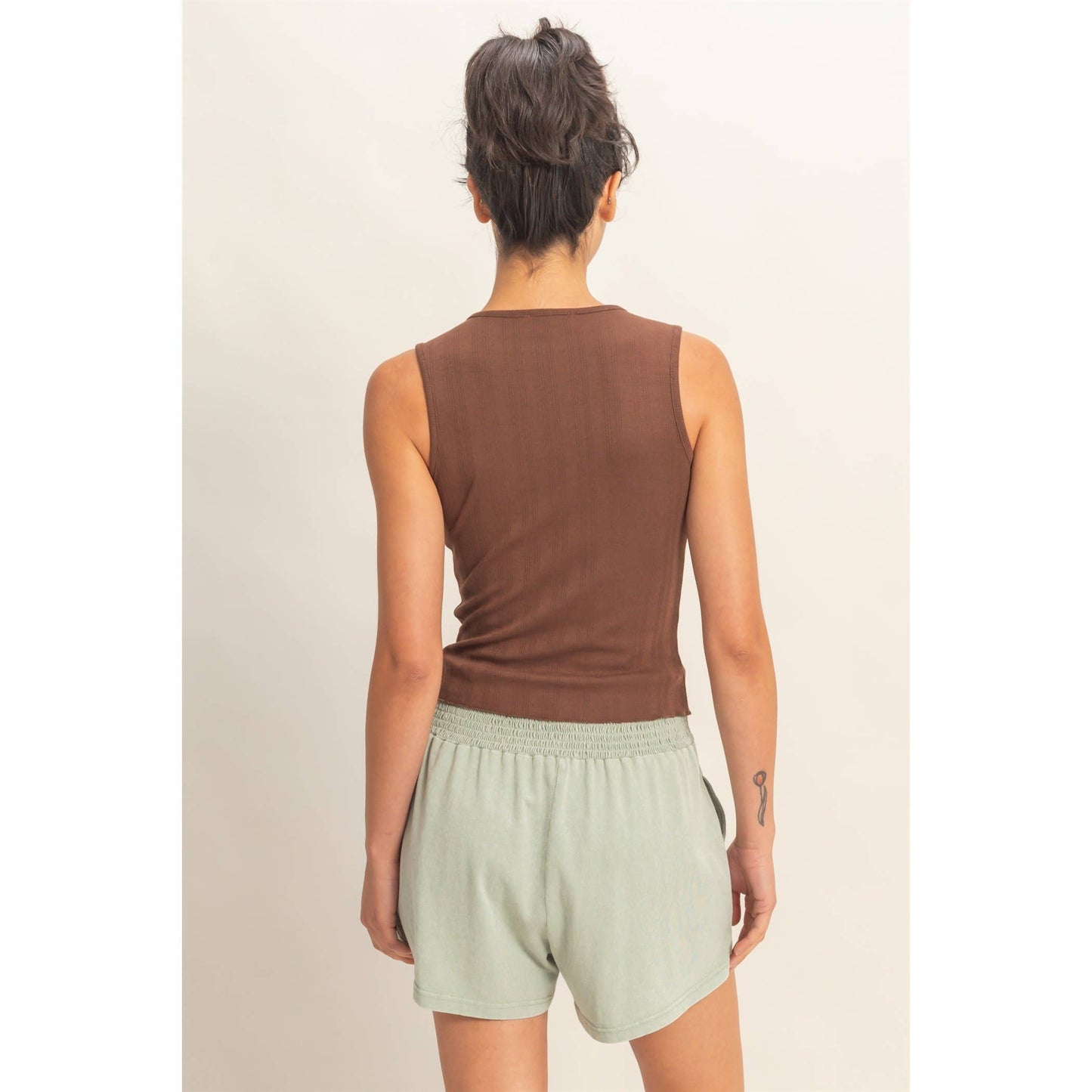 Sleeveless Pointelle Button Front Top