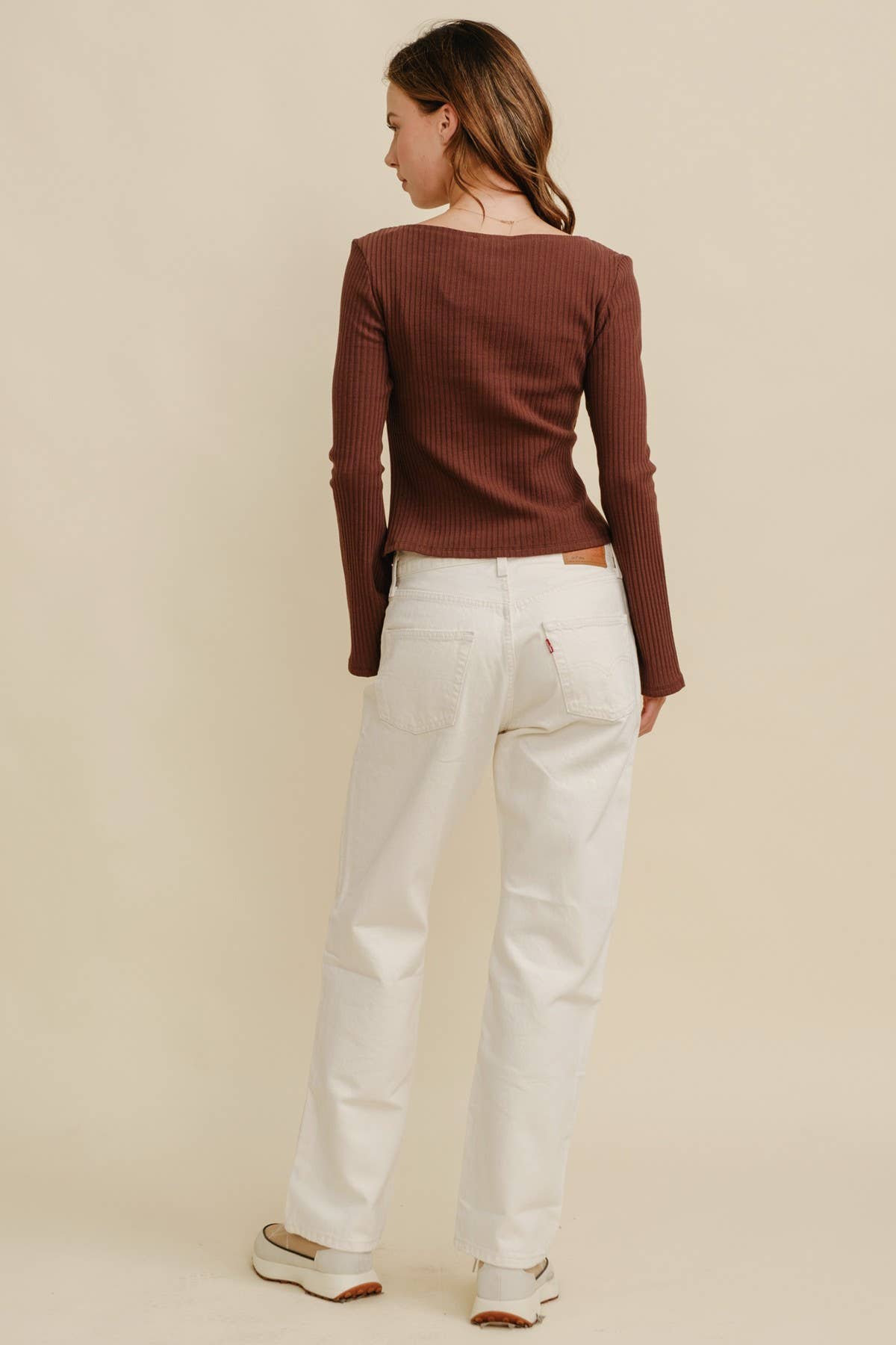 RIBBED BELLE SLEEVE TOP