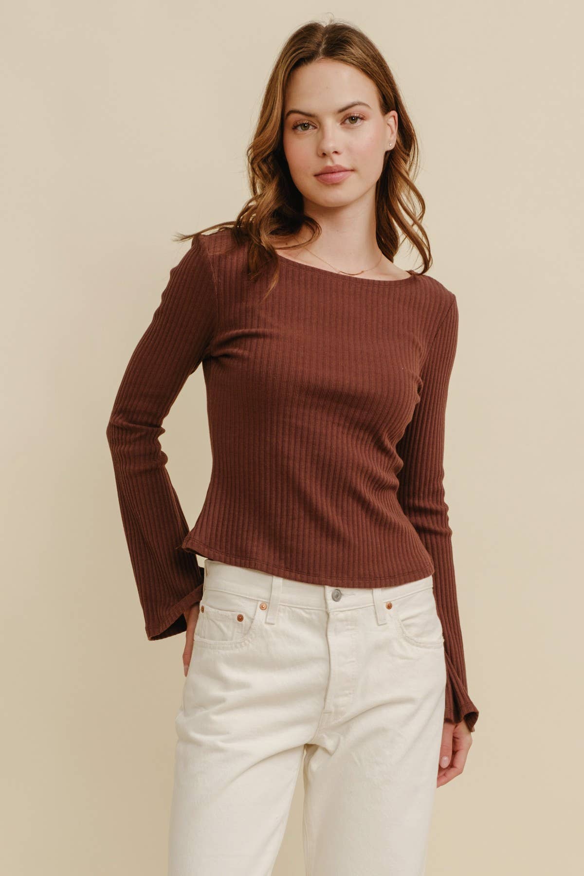 RIBBED BELLE SLEEVE TOP