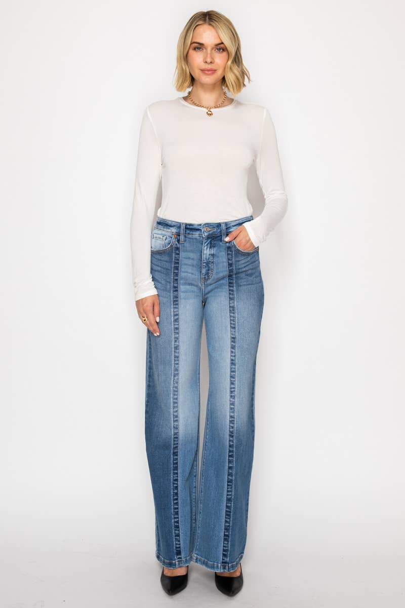 TUMMY CONTROL HIGH RISE RELAXED FLARE JEANS