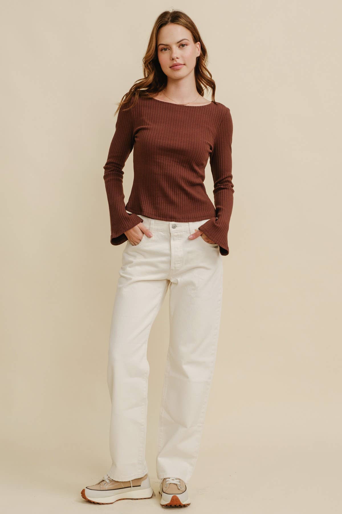 RIBBED BELLE SLEEVE TOP