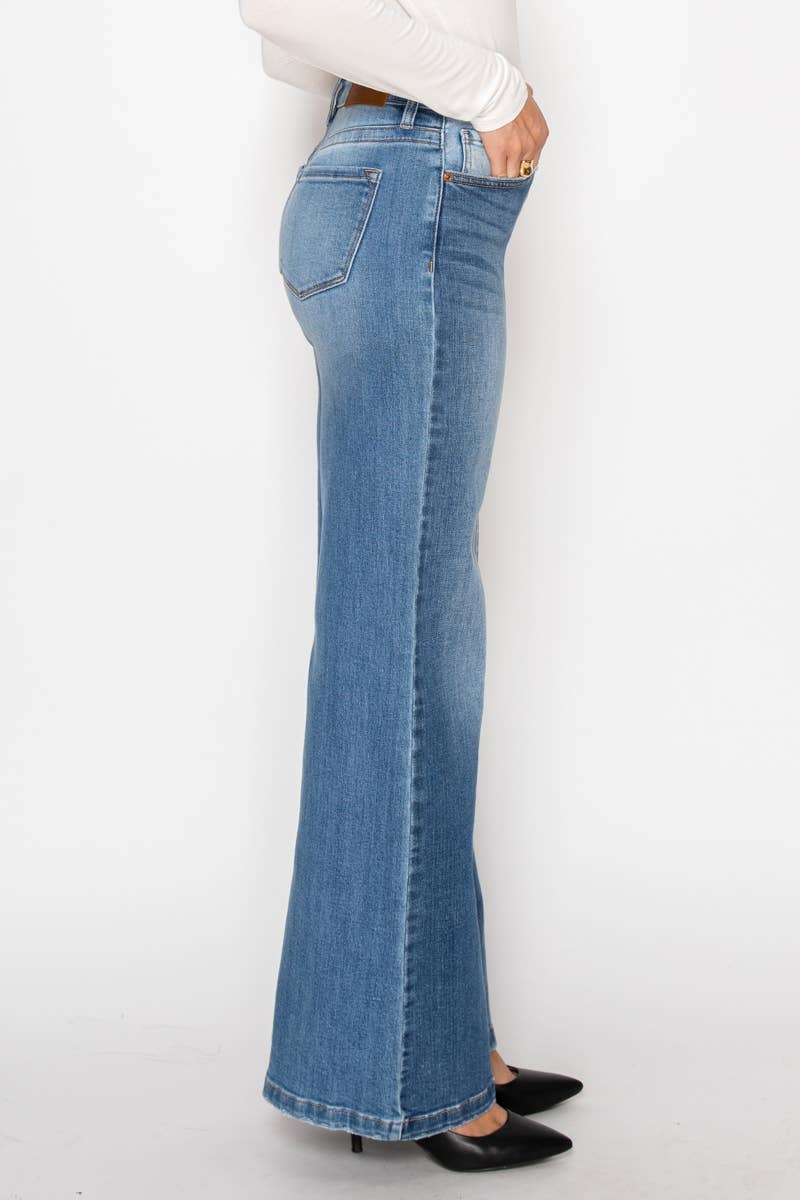 TUMMY CONTROL HIGH RISE RELAXED FLARE JEANS