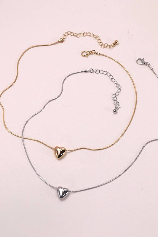 HEART PENDANT SNAKE CHAIN NECKLACE
