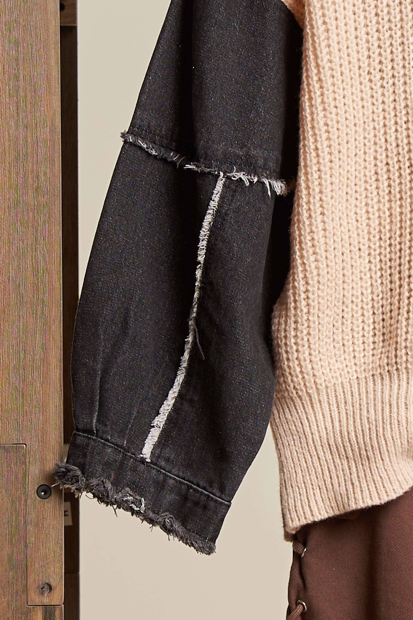 Leopard Denim Sleeve Sweater