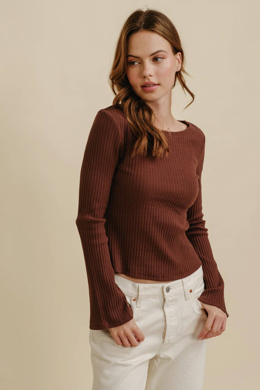 RIBBED BELLE SLEEVE TOP