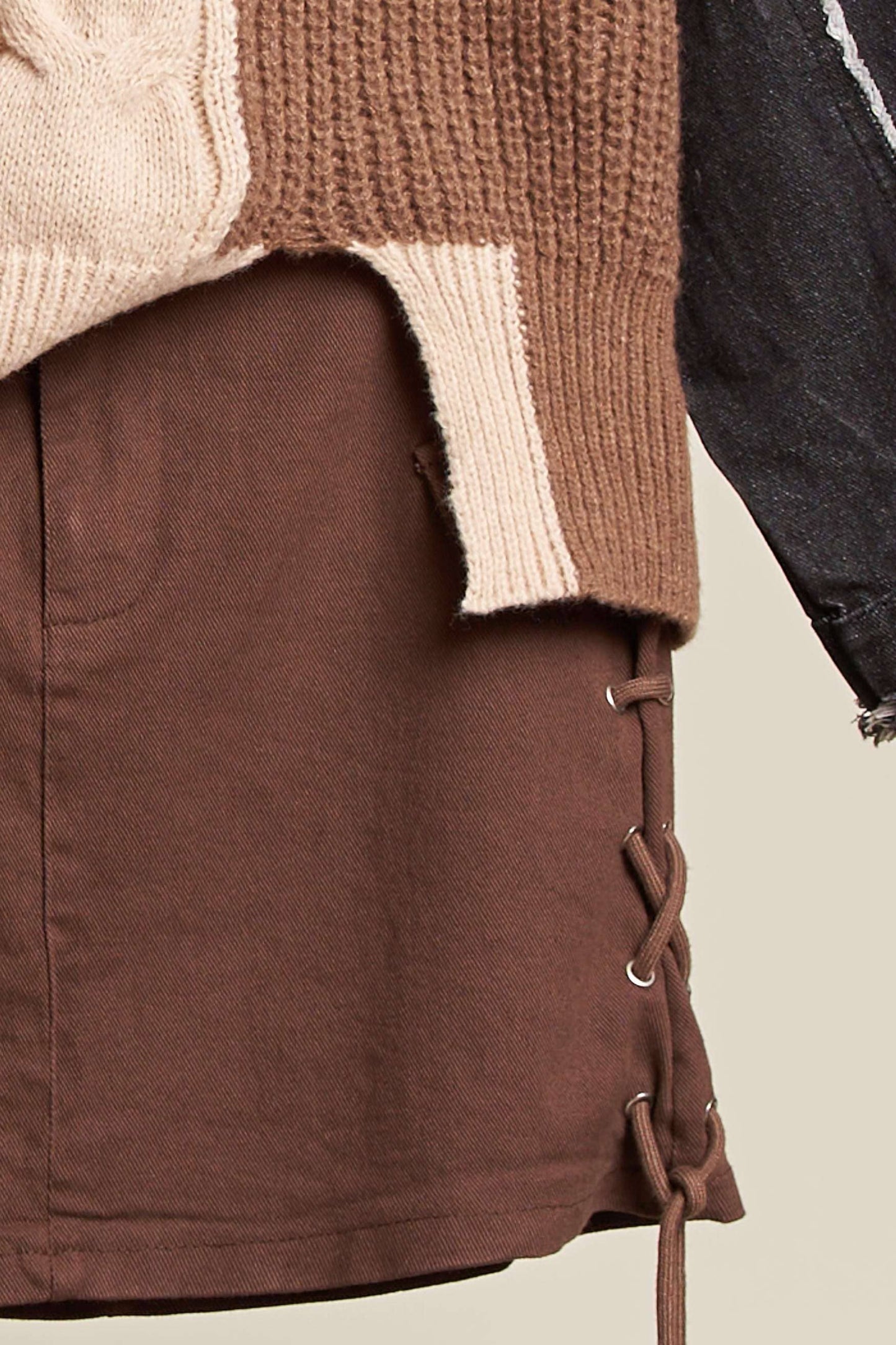 Leopard Denim Sleeve Sweater