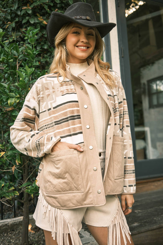 Aztec Quilted Fleece Jacket