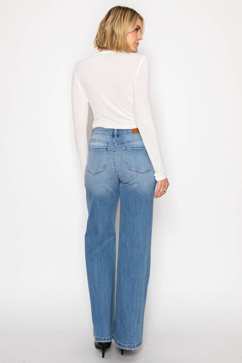 TUMMY CONTROL HIGH RISE RELAXED FLARE JEANS