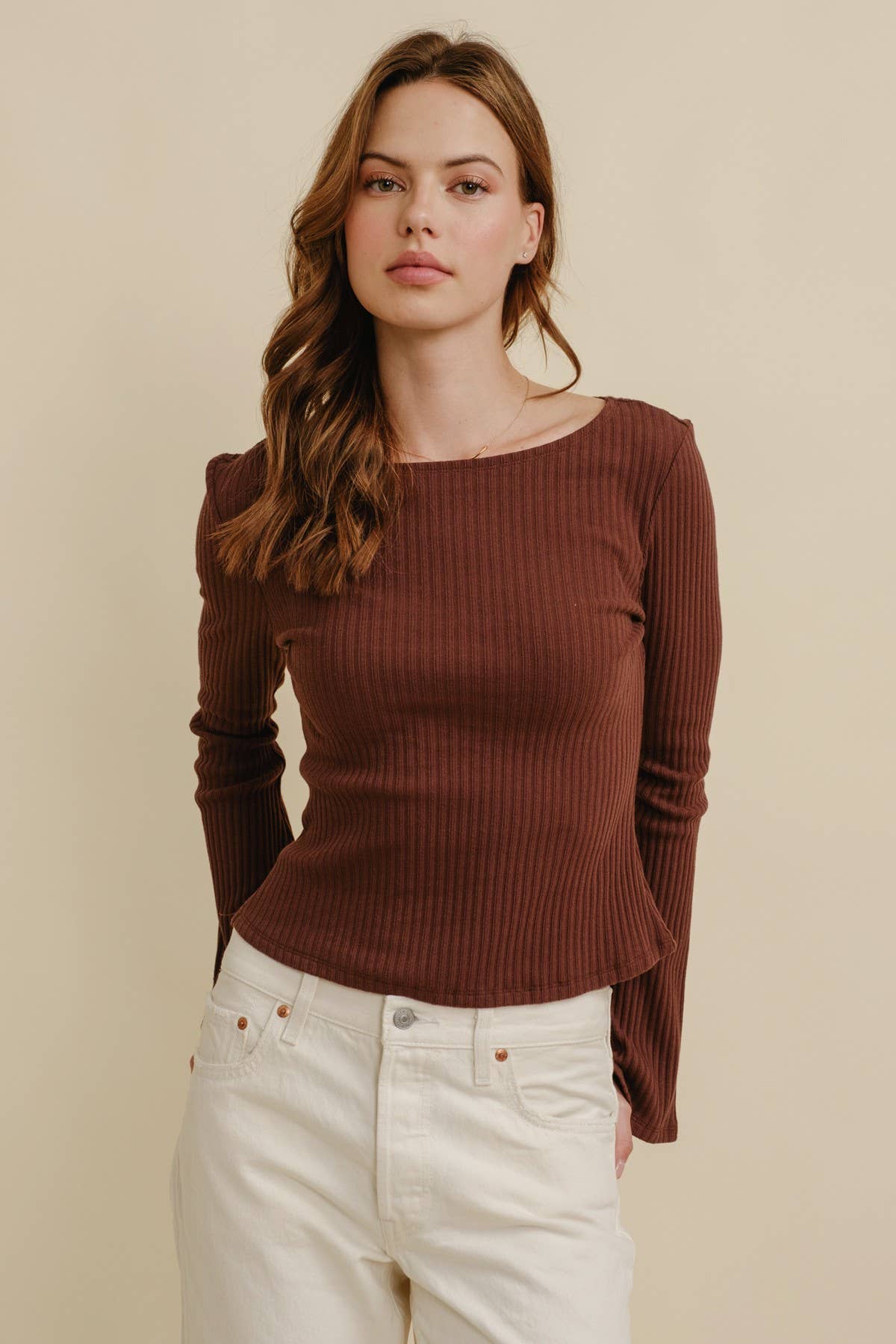 RIBBED BELLE SLEEVE TOP