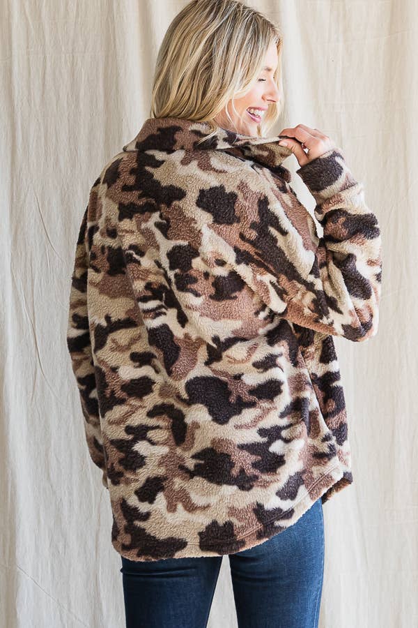 Camo Print Button Down Shacket