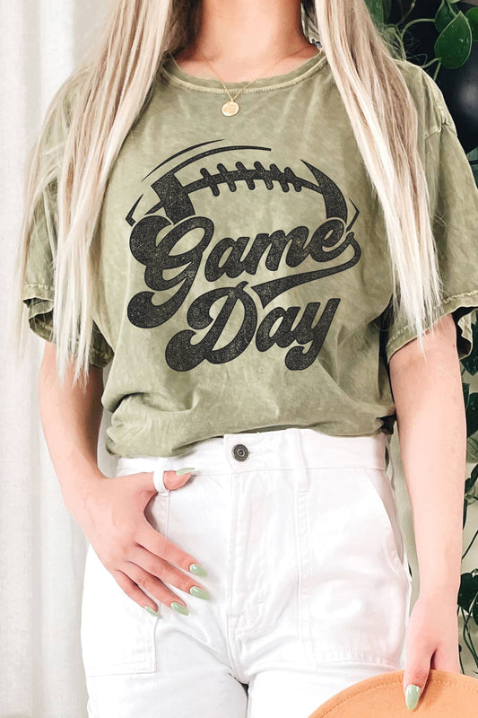 GAME DAY FOOTBALL MINERAL GRAPHIC LONG CROP TOP